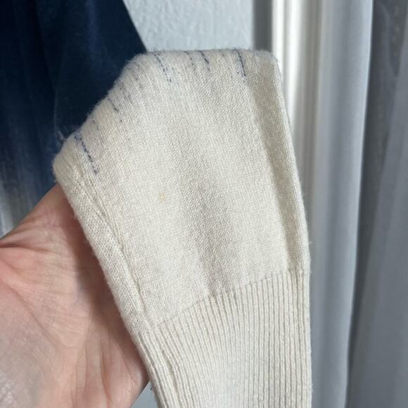 Vince Wool Cashmere Long Sleeve Pullover Ombre Sweater Cream Blue Small - Picture 10 of 10
